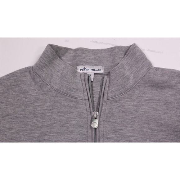 Peter Millar Heather Gray Cotton-Modal 1/4 Zip Pullover Sweater Men's Large - Picture 4 of 6
